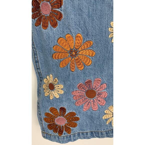 Princess Highway Womens Floral Embroidered Blue Denim Lindy Jeans AU 8 US Size 4 - Picture 7 of 10